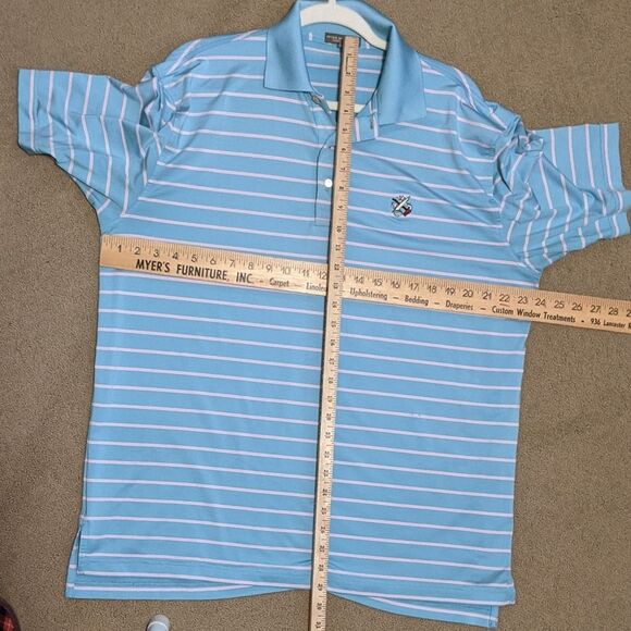 Peter Millar Men's Tradeshow Stripe Stretch golf preppy jersey polo collar L - Picture 3 of 10